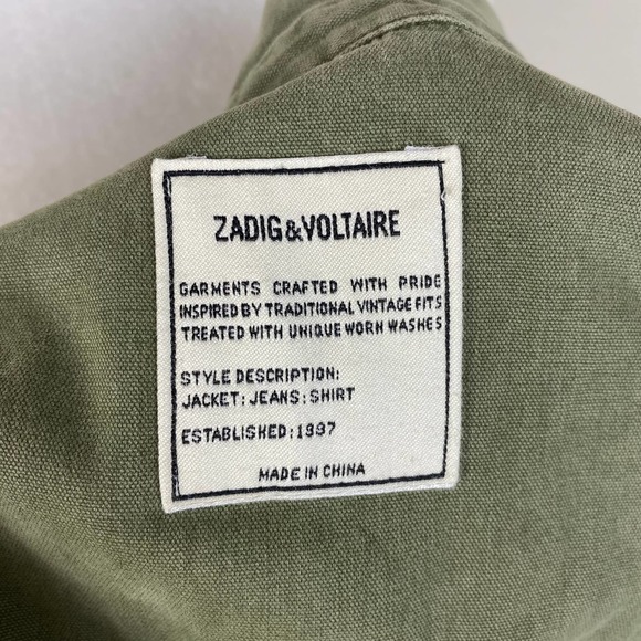 Zadig and Voltaire Toast Mili Green Military Shacket Shirt Size XS - Picture 13 of 14